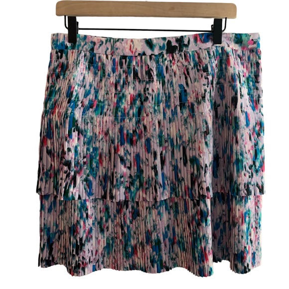 J Crew Tiered Pleated Chiffon Multi-colored Skirt Size 10 - Picture 3 of 9